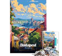 Rompecabezas de 1000 Piezas para Adultos Budapest Hungría Ilustración de Paisaje Urbano Desafío de Inteligencia Cerebral Juguetes adictivos Juegos relajantes Actividades Familiares Regalo Divertido