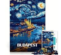 Rompecabezas de 1000 Piezas para Adultos Budapest Hungría Noche Estrellada Arte Corte nítido Manualidad Juego de concentración Regalo Juego de Ocio Escena navideña Arte (38x26cm)