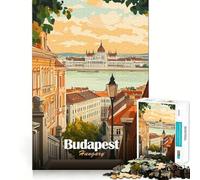 Rompecabezas de 1000 Piezas para Adultos Budapest,Hungría Póster de Viaje Juego de Enfoque de Corte nítido Regalo Juego de Ocio Escena navideña Arte (38x26cm)
