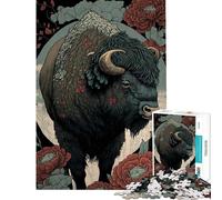 Rompecabezas de 1000 Piezas para Adultos búfalo Ukiyo E Japón difícil y desafiante Actividades Familiares Juego práctico para Mayores de 14 años (38x52cm)