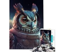 Rompecabezas de 1000 Piezas para Adultos Búho Astronauta Juego desafiante Juguetes educativos Carrera de Velocidad Manual Regalo para cumpleaños (tamaño 38x52cm)
