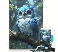 Rompecabezas de 1000 Piezas para Adultos Búho Azul posado en una Rama Juego de articulaciones afiladas,Juguete para Resolver Problemas,Momento de diversión Tranquila,decoración navideña 38x52cm