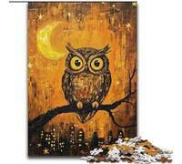 Rompecabezas de 1000 Piezas para Adultos Búho bajo la Luna, 1000 Piezas, Juego Interactivo Familiar, Apto para Mayores de 14 años, 26x38cm