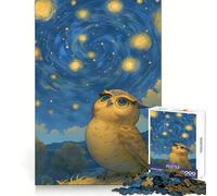 Rompecabezas de 1000 Piezas para Adultos Búho bajo un Cielo Estrellado Juguete para ejercitar la Mente, antiestrés y decoración de Pared con diseño de búho bajo un Cielo Estrellado (38x26cm)