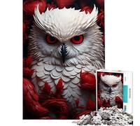 Rompecabezas de 1000 Piezas para Adultos Búho Blanco Entre Flores Actividades Divertidas para Hacer en casa Regalos para Mujeres Juegos Familiares Apto para Mayores de 14 años 38x26cm