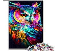 Rompecabezas de 1000 Piezas para Adultos, búho Colorido de Madera, Navidad y Año Nuevo, Regalo navideño de 50x75cm para Fiestas, cumpleaños y Noches de Juegos Familiares