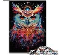 Rompecabezas de 1000 Piezas para Adultos,búho Colorido de Madera,Regalo para Hombres y Mujeres,para Uso Diario y Ocasiones Especiales,50x75cm,una Atractiva Actividad de Juegos Familiares nocturnos