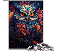 Rompecabezas de 1000 Piezas para Adultos,búho Colorido de Madera,Regalo para Hombres y Mujeres,para Uso Diario y Ocasiones Especiales,50x75cm,una Atractiva Actividad de Juegos Familiares nocturnos