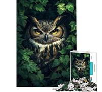 Rompecabezas de 1000 Piezas para Adultos Búho cornudo Entre follaje Difícil y desafiante Juguete Educativo para Mayores de 14 años Juego de Rompecabezas Incluido (50x75cm)
