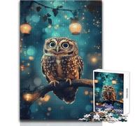 Rompecabezas de 1000 Piezas para Adultos, búho en un Bosque Encantado, para Disfrutar de un Tiempo de Ocio Tranquilo, relajación, Ajuste Estable, Corte preciso, tamaño del Juguete: 50x75cm