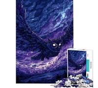 Rompecabezas de 1000 Piezas para Adultos Búho en Vuelo bajo un Cielo Estrellado Rompecabezas para Adultos Juegos relajantes Regalo de cumpleaños difícil y desafiante (tamaño 38x26cm)