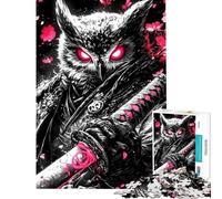 Rompecabezas de 1000 Piezas para Adultos Búho Guerrero samurái Animal Rompecabezas para Adultos Juego de ingenio Mejora la Memoria (tamaño 50x75cm)