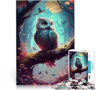Rompecabezas de 1000 Piezas para Adultos Búho mitológico Juegos educativos Decoración del hogar con póster a Juego y Hoja de Trivia 38x26cm