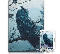 Rompecabezas de 1000 Piezas para Adultos, búho Sereno, árboles del Bosque, Tranquilo y Agradable, Juguete de precisión Troquelado avanzado, tamaño 38x26cm