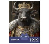 Rompecabezas De 1000 Piezas para Adultos Bull King Portrait Rompecabezas Juguetes Antiestrés Decoración del Hogar Difícil Y Desafiante 38x26cm/1000pcs