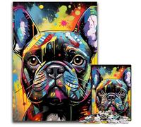 Rompecabezas de 1000 Piezas para Adultos, Bulldog Francés, Grafiti, cartón, Ideal para Enamorados, Navidad, Año Nuevo y San Valentín, 26x38cm/10,23x14,96 Pulgadas.