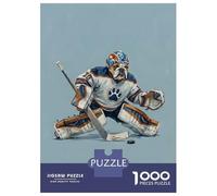 Rompecabezas De 1000 Piezas para Adultos Bulldog Hockey Goalie Painting Rompecabezas para Adolescentes Juego De Ingenio Desafío Difícil Juego Desafiante Regalos 52x38cm/1000pcs