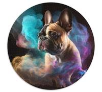 Rompecabezas de 1000 Piezas para Adultos Bulldog Nebula, Rompecabezas Redondo de 1000 Piezas, navideño y decoración del hogar, 67,5 x 67,5 cm