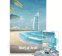 Rompecabezas de 1000 Piezas para Adultos Burj Al Arab Dubai, Juego de ingenio, entretenido para Reducir el estrés, Gran Regalo para los Amantes de los Videojuegos 38x52cm