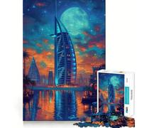 Rompecabezas de 1000 Piezas para Adultos Burj Khalifa al Atardecer,Piezas de Corte Limpio,Juego de Habilidad Mental,Momento de relajación,Divertido,Escena navideña,Arte (38x52cm)