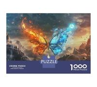 Rompecabezas De 1000 Piezas para Adultos Butterfly Fire and Ice Fantasy Art Rompecabezas para Adolescentes Juego Familiar Desafío Difícil Gran Regalo para Jugar 38x26cm/1000pcs
