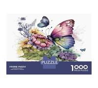 Rompecabezas De 1000 Piezas para Adultos Butterfly Watercolor Print Rompecabezas para Adultos Juego De Ingenio para La Diversión Familiar Cumpleaños 52x38cm/1000pcs