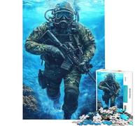 Rompecabezas de 1000 Piezas para Adultos Buzo de Las Fuerzas Especiales Juguete para decoración de Pared Difícil Único Regalo de cumpleaños (Tamaño 38x26cm)