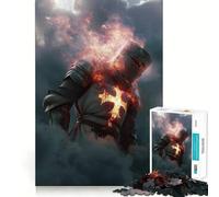 Rompecabezas de 1000 Piezas para Adultos Caballero ardiente con Armadura,Corte preciso,Juego de concentración,Regalo,Juego de Ocio,Escena navideña,Arte (38x26cm)