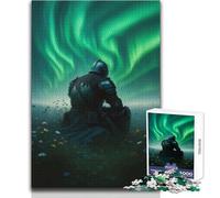 Rompecabezas de 1000 Piezas para Adultos, Caballero bajo la Aurora Boreal, Juego de desafío único, Carrera de Velocidad Manual, Juguete Educativo, tamaño 38x52cm