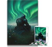 Rompecabezas de 1000 Piezas para Adultos, Caballero bajo la Aurora Boreal, Juego Educativo, Carrera de Velocidad Manual, Regalo para cumpleaños, tamaño 38x26cm