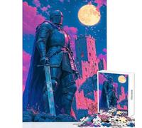 Rompecabezas de 1000 Piezas para Adultos Caballero bajo la luz de la Luna Divertido Juego antiestrés Juguetes de decoración para el hogar Fortalece el Amor Entre Parejas (38x26cm)