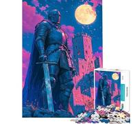 Rompecabezas de 1000 Piezas para Adultos Caballero bajo la luz de la Luna Juego práctico de análisis y lógica Difícil y desafiante (Tamaño 38x26cm)