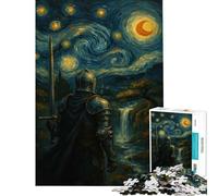 Rompecabezas de 1000 Piezas para Adultos Caballero con Espada bajo una Noche Estrellada Juguete Intelectual para Juegos educativos Carrera de Velocidad Manual Regalos para Hombres y Mujeres (50x75cm)