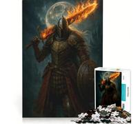 Rompecabezas de 1000 Piezas para Adultos: Caballero con Espada llameante bajo la luz de la Luna Juegos Familiares, diversión para Toda la Familia, Regalos para Amigos y Familiares 38x52cm
