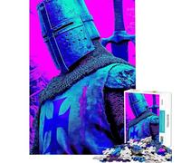 Rompecabezas de 1000 Piezas para Adultos Caballero Cruzado en Azul y Rosa Rompecabezas para Adolescentes Montaje de Patrones Difícil y desafiante Juego desafiante para Toda la Familia 50x75cm