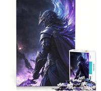Rompecabezas de 1000 Piezas para Adultos: Caballero de fantasía Oscura con Espada púrpura mística y Aura Juego Familiar, Montaje de Patrones cumpleaños y Navidad 38x52cm