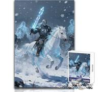 Rompecabezas de 1000 Piezas para Adultos, Caballero de Invierno a Caballo con Espada, para Disfrutar de un Tiempo de Ocio Tranquilo, relajación, Ajuste Estable, Corte preciso, del Juguete: 38x52cm