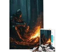 Rompecabezas de 1000 Piezas para Adultos Caballero descansando Junto a una Hoguera Juego Educativo desafío Juguete Juego Relajante Regalo de cumpleaños Obra de Arte (tamaño 38x26cm)