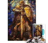 Rompecabezas de 1000 Piezas para Adultos Caballero Dorado Paladín Rompecabezas para Adultos Juego práctico Decoración de Pared Desafío Educativo (Tamaño 50x75cm)
