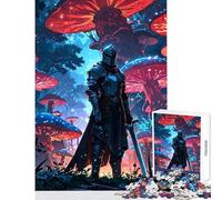 Rompecabezas de 1000 Piezas para Adultos: Caballero en el Bosque de Hongos Encantado Juguete Educativo Regalo de cumpleaños Juegos educativos Cada Pieza es única Tamaño: 50x75cm
