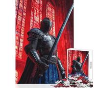 Rompecabezas de 1000 Piezas para Adultos Caballero en la Catedral Roja Juegos educativos para la diversión Familiar Juguete Decorativo para la Pared Que fomenta el Amor Entre Parejas (38x26cm)