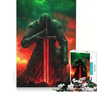 Rompecabezas de 1000 Piezas para Adultos Caballero en un Campo de Batalla ardiente, Juego Imposible, desafiante de completar, 50x75cm