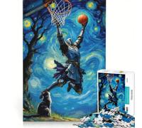 Rompecabezas de 1000 Piezas para Adultos Caballero Haciendo Mates en Baloncesto en la Noche Estrellada Juegos relajantes, decoración para el hogar, Regalo Ideal para Toda la Familia 50x75cm