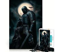 Rompecabezas de 1000 Piezas para Adultos Caballero Negro bajo la luz de la Luna,Juego de articulaciones afiladas,Juguete para Resolver Problemas,Momento de diversión Tranquila,decoración navideña