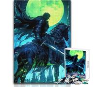 Rompecabezas de 1000 Piezas para Adultos: Caballero Oscuro a Caballo bajo la Luna Disfruta de un Ambiente Relajado y Tranquilo Ajuste Estable Corte preciso Tamaño del Juguete: 50x75cm