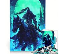 Rompecabezas de 1000 Piezas para Adultos: Caballero Oscuro a Caballo bajo la Luna Juego práctico, Actividades Divertidas para Hacer en casa Hermoso diseño 50x75cm