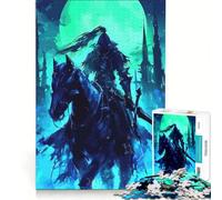 Rompecabezas de 1000 Piezas para Adultos: Caballero Oscuro a Caballo bajo la Luna Juegos Divertidos, interacción Entre Padres e Hijos Cada Pieza es única 38x52cm