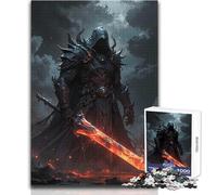 Rompecabezas de 1000 Piezas para Adultos: Caballero Oscuro con Espada de Fuego, Juego Educativo, Carrera de Velocidad Manual, Regalo para cumpleaños, tamaño 38x26cm