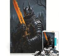 Rompecabezas de 1000 Piezas para Adultos: Caballero Oscuro con Espada Flamígera, Juego Imposible, Interacción Entre Padres e Hijos, Lista de Deseos con Papá Noel 38x52cm