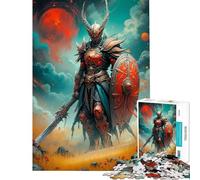 Rompecabezas de 1000 Piezas para Adultos Caballero Oscuro con Luna Roja Diseño difícil y desafiante Juego práctico de Montaje Apto para Mayores de 14 años 50x75cm